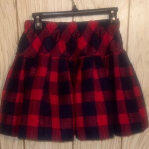 Pink Rose Red and Black Plaid Mini Skirt